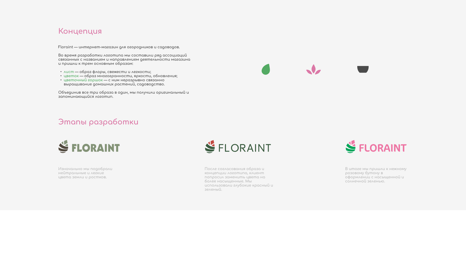 Создание логотипа и интернет-магазина «FLORAINT» в 