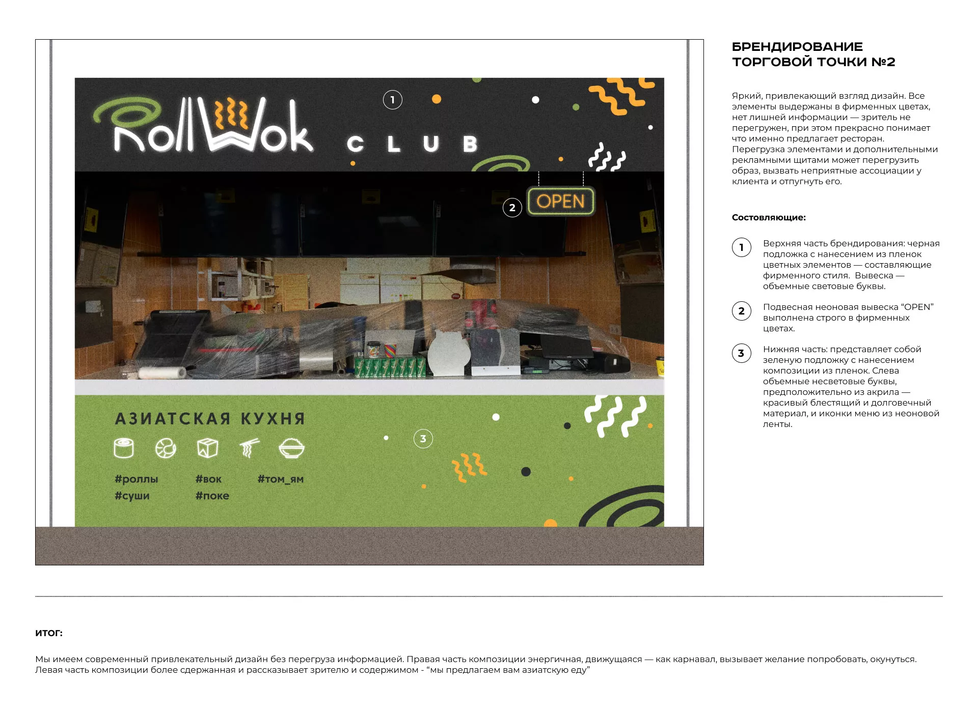 Брендирование торговых точек суши-бара «Roll Wok Club» в Ленинске-Кузнецком